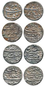 Aurangzeb, Silver Rupee (4), Ajmer Mint, AH1109/42; Lahore Mint, AH1100; Sholapur Mint AH1