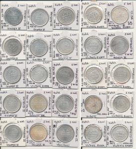 Khengarji III, Silver 5 Kori (25), with the name of Victoria (10), Edward VIII, George V (