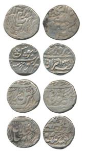 Silver Rupee (4), all different varieties, in the name of Muhammad Akbar II, Victoria Empr