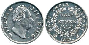 William IV, Silver ½ Rupee, 1835, Calcutta Mint, 'F' raised 19 Berries. Extremely Fine, Ra