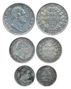 William IV, Silver Rupee, ½ Rupee and ¼ Rupee, 1835. About Very Fine, Rare as a set. (3)