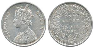 Victoria Queen, Silver Rupee, 1862, Calcutta Mint, A / III / 0 / 0. Very Fine, Scarce.