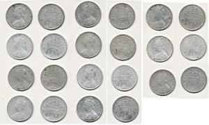 Victoria Queen, Silver Rupee (11), 1862, Calcutta Mint, A / I / 0 /0 with crescent, A / I 