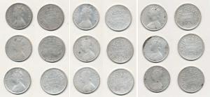 Victoria Queen, Silver Rupee (9), 1862, Calcutta Mint, A / I / 0 / 0, without crescent, A 