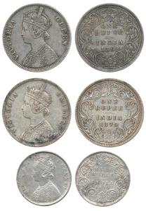 Victoria Queen / Empress, Silver Rupee and ½ Rupee, 1862, Calcutta mint, A / II/(a) / 0, 1