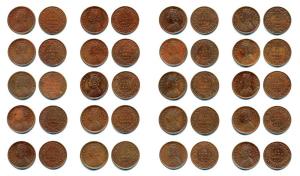 Victoria Empress, Copper (20), 1/12 Anna, 1887, Bombay Mint (2), 1890, Calcutta Mint (11),