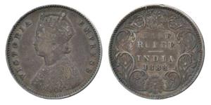 Victoria Empress, Silver ½ Rupee, 1888, Calcutta Mint, A / I / 'C' incused. About Very Fin