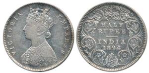 Victoria Empress, Silver ½ Rupee, 1894, Calcutta Mint , A / I / 'C' incused. About Very Fi