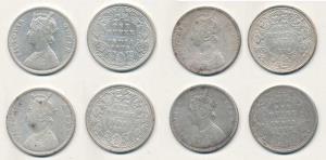 Victoria Queen, Silver Rupee (4), 1875 and 1876, Calcutta Mint, A1 / I / no mint mark, 187