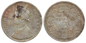 Victoria Empress, Silver, Rupee, 1878, Calcutta Mint, obv A1 / rev I; 1880, Bombay Mint, o