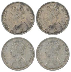 Victoria Empress, Silver Rupee (2), 1879, Bombay Mint, A3 / I / dot and A3 / IV / dot. Abo