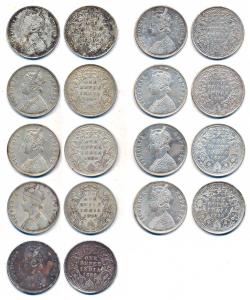 Victoria Empress, Silver Rupee (9), 1880, Bombay Mint, obv A3 / rev IV / Dot. Fine to Very