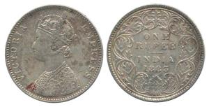 Victoria Empress, Silver Rupee, 1883, Bombay Mint, A3 / I / 'B' raised+DOT, About Very Fin