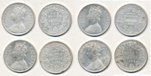 Victoria Empress, Silver Rupee (4), 1885, Calcutta Mint, A1 / I / 'C' incuse and 1885, Bom