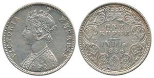 Victoria Empress, Silver Rupee, 1886, Calcutta Mint, C2 / I / 'C' incused, Mule. Very Fine