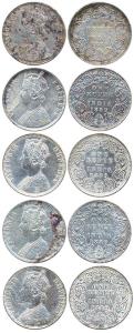 Victoria Empress, Silver Rupee (5), 1889, Bombay Mint, obv C2 / rev I, 'B' incuse. Fine to