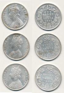 Victoria Empress, Silver Rupee (3), 1901, Bombay Mint, A3 / I / 'B' incuse and C2 / I / 'B