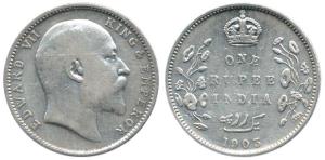 Edward VII, Silver Rupee, 1903, Bombay Mint, 'B' raised, no dot. About Very Fine, Rare.