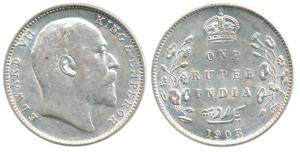 Edward VII, Silver Rupee, 1903, Bombay Mint,'B' incused, no dot. Very Fine+, Scarce.