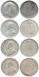 Edward VII and George V, Silver Rupee (4), 1904, Calcutta Mint, 1916, Calcutta Mint, and 1
