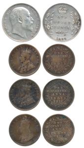 Edward VII, Silver Rupee, 1905, Bombay Mint, 'B' incuse and dot; George V, Copper ¼ Anna (