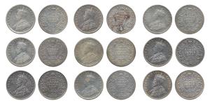 George V, Silver 2 Annas (9), 1917, Calcutta Mint. Fine+ to Extremely Fine. (9)