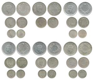 George VI, set of 3 (6), Half Silver Rupee, ½ Rupee and ¼ Rupee, 1940, 1941 (without ¼ Rup