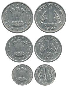 Nickel Rupee, ½ and 1/4, 1950, Bombay Mint. About Extremely Fine. (3)