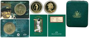 Australia, Sir Donald Bradman (1908-2001), Aluminum Bronze $5 (2), the first Proof in box 