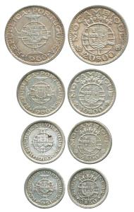 Portuguese Mozambique, Silver 20, 10, 5 and 2.5 Escudos, 1951 and 1960. Very Fine+.