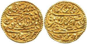 Murshidabad Gold Token, 2.9g, weight of a ¼ Mohur, stylization that of a Murshidabad coin 