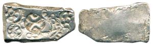 Punch Marked, Narhan Area, Silver Double Karshapana, 6.48g, single symbol with two-crescen