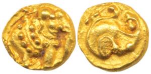 Western Gangas (10th- 11th century AD), Gold Gajapati Fanam, 0.4g, obv. caparisoned elepha