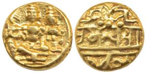Vijayanagar, Tirumala Raya (AD 1565-1578), Gold Pagoda, 3.47g, Rama and Sita seated with L
