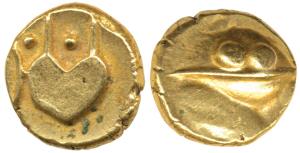 Anonymous, Gold Pagoda, 3.33g, obv. boat and uncertain symbol; rev. possibly the Gol Gumba