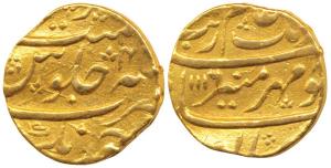 Aurangzeb (AH 1068-1118, 1658-1707 AD), Gold Mohur, 10.88g, Ahmednagar Mint, AH 1116/48. V