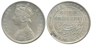 Ganga Singh, Silver Rupee, with the name and portrait of Victoria, Bombay Mint, 1892, Very