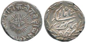 Shivaji Rao Holkar, Silver Rupee, 11.1g, Indore Mint, in the name of Shah Alam II. Very Fi
