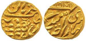 Umaid Singh, Gold Mohur, 10.96g, with the name of George V, Om in Nagari on obv.; Shri Mat