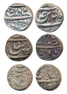 Kaithal and Patiala, Silver Rupees (3), with different motifs. Very Fine, Scarce.(3)