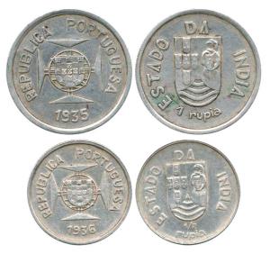 Silver Rupia and ½ Rupia, 1935 and 1936. Extremely Fine. (2)