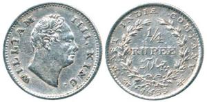 William IV, Silver ¼ Rupee, 1835, Bombay Mint, no initials, 20 Berries. Extremely Fine, Ra