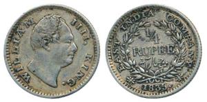 William IV, Silver ¼ Rupee, 1835, Calcutta Mint, Dug out 'F', 18 berries. About Very Fine,