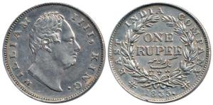 William IV, Silver Rupee, 1835, Calcutta Mint, 'F' raised. About Extremely Fine.