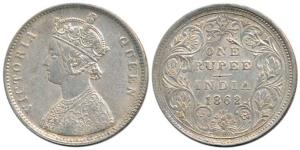 Victoria Queen, Silver Rupee, 1862, Calcutta Mint, A/II/0/0. Very Fine.