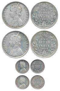 Victoria Empress, Silver Rupee (2), 1889 and 1890, Bombay Mint, 'B' incused; Victoria Empr
