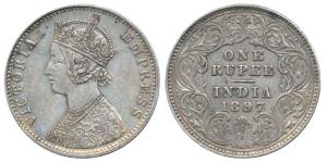 Victoria Empress, Silver Rupee, 1897, Calcutta Mint, C3 / I / 'C' incused. Very Fine, Rare
