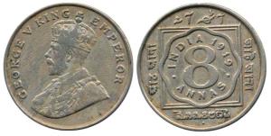 George V, Cupro-Nickel 8 Annas, 1919, Bombay Mint. About Very Fine.