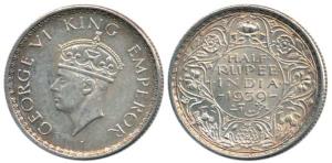 George VI, Silver ½ Rupee, 1939. About Extremely Fine.