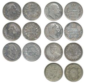 Error, Silver Rupee (7), William IV 1835 (3); Edward 1903, 1908; George V 1916; George VI 